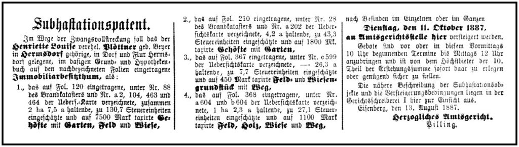 1887-08-13 Hdf Versteigerung Ploetner